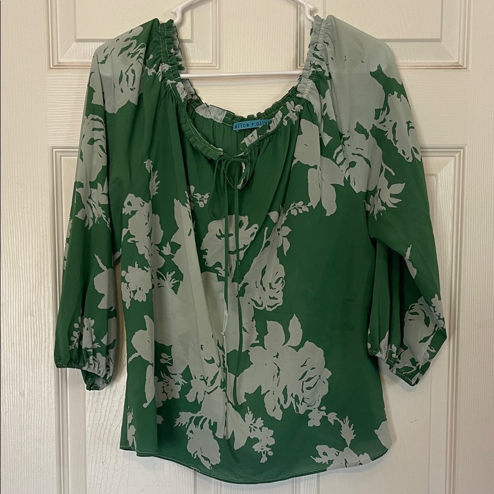 Alice + Olivia Green Floral Blouse